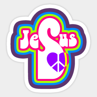 Jesus Cross Purple Peace sign Sticker